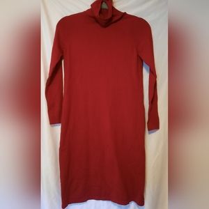 Talbots Petite M Red Turtleneck Sweater Dress